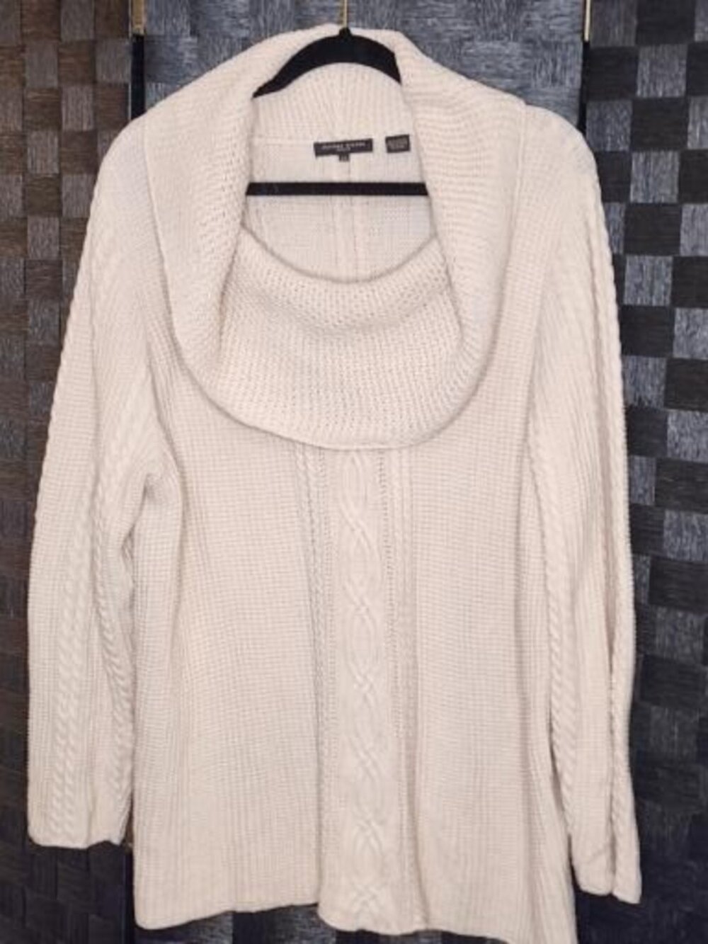 Jeanne Pierre Women's Beige Cable Knit Cowl Neck Pullover Sweater Plus 2X